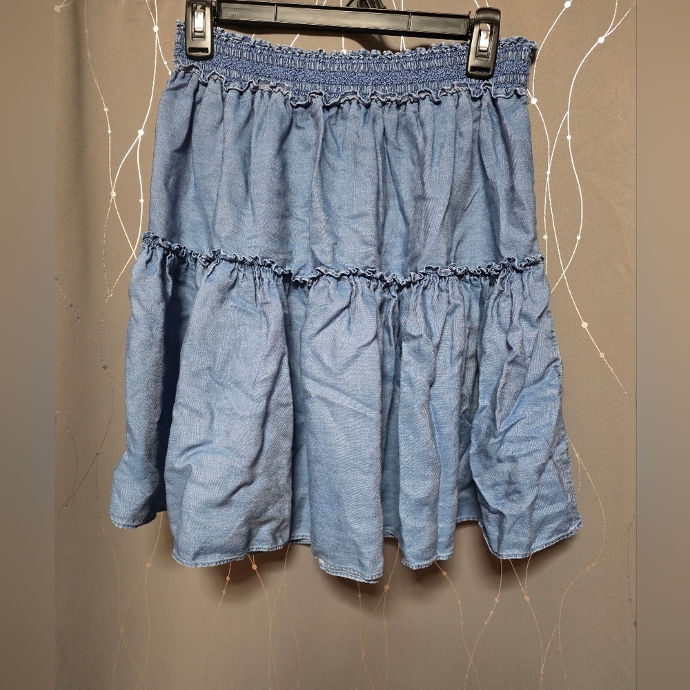 Kate Spade Denim Blue Tiered A-Line Skirt